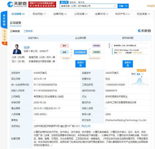 快訊 關聯公司注冊資本大幅提升至4.3億元，彰顯技術開發領域擴張雄心